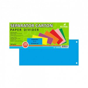 Set 100 Separatoare Carton Ecada pentru Documente, 10.5x24 cm, 160 g/m², Albastre, Separator pentru Documente, Separator Documente Carton, Separator Documente, Set Separator Documente