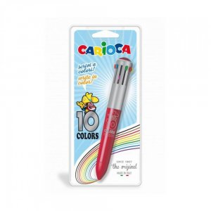 Pix 10 Culori CARIOCA, Plastic, Retractabil, Pixuri Colorate, Pix Colorat, Pixuri Scoala, Pix pentru Scoala, Pixuri Retractabile, Pixuri cu Mecanism, Pixuri cu Buton