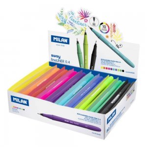Set 80 Pixuri Sway Milan, 10 Culori, Varf 0.4 mm, Suport Display, Corp Multicolor, Pix Liner, Pixuri Colorate, Pixuri Milan, Linere Milan, Pixuri Liner, Linere Colorate, Liner 0.4 mm, Pix 0.4 mm, Linere Milan, Pixuri Elevi, Pixuri Studenti