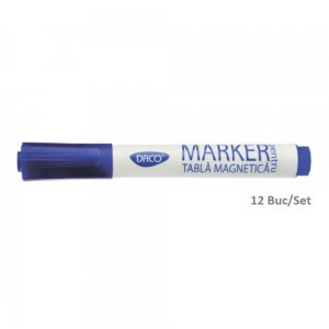 Set 12 Markere DACO Albastre Pentru Tabla Magnetica, Varf 3 mm, Marker, Marker Albastru, Markere Albastre, Marker cu Cerneala Albastra, Marker Nepermanent Tabla, Markere Nepermanente Tabla, Marker Albastru Tabla Magnetica, Marker Whiteboard