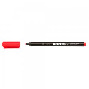 Marker Permanent Kores, Varf Rotund, 1 mm, Rosu, pentru CD/DVD, Markere Permanente, Marker Rosu Permanent, Markere Rosii Permanente, Marker Kores, Markere Kores, Marker Permanent cu Varf Rotund, Marker Permanent Rosu