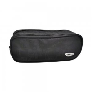 Penar Tip Borseta DACO, 21.5x9.5x6.5 cm, Negru, Poliester, Doua Fermoare, Penar Scolar, Penar Colorat, Penar cu Fermoar, Penar pentru Scoala, Penar Borseta, Penar Daco, Penar Neechipat, Penar cu Doua Fermoare, Penar Borseta