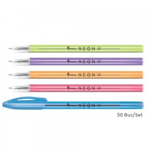 Set 50 Pixuri FORPUS Neon, Mina Albastra, Varf 1 mm, Corp Diferite Culori din Plastic cu Capac, Pix Albastru, Pixuri Albastre, Pix cu Pasta Albastra, Pixuri cu Pasta Albastra, Pix Forpus, Pix Office, Pix Scolar, Pix pentru Scolari, Rechizite Scolare