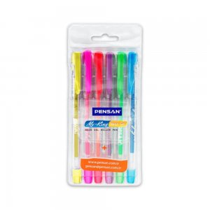 Set 6 Pixuri cu Gel PENSAN My King Neon, Mina Diferite Culori cu Cerneala Neon, Varf 0.8 mm, Corp din Plastic Transparent, Pixuri cu Gel, Pix Neon, Pixuri Neon, Pixuri cu Gel Neon, Pix cu Gel Neon, Pixuri Colorate Neon, Rechizite Scolare