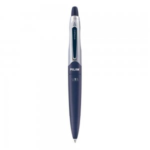Pix cu Gel MILAN Capsule Silver, Scriere Albastra, Grosime Varf 1 mm, Mecanism si Corp din Plastic si Metal de Culoare Neagra, Pixuri cu Gel, Pixuri Gel Albastre, Pixuri Albastre cu Gel, Pix Scolar, Pix pentru Scolari, Rechizite Scolare, Pix Office