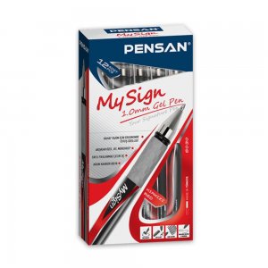 Set 12 Pixuri cu Gel PENSAN My Sign, Mina Rosie, Varf de 1 mm, Corp din Plastic cu Grip de Cauciuc si Capac, Pixuri cu Gel, Pix Rosu, Pixuri Rosii, Pix cu Gel Rosu, Pixuri cu Gel Rosu, Pix Pensan, Set Pixuri cu Gel, Pix Office, Rechizite Scolare