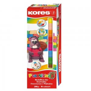 Plastilina Colorata KORES, 10 Culori/Set, 200 g, Batoane de Plastilina la Set, Plastilina Colorata Tip Baton, Plastilina KORES pentru Copii, Plastilina pentru Modelat, Plastilina Modelatoare, Plastiline pentru Gradinita, Set Plastilina
