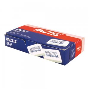 Set 36 Radiere Dreptunghiulare FACTIS 36 R, Cauciuc Sintetic, Culoare Alba, Radiera Alba, Radiere Albe, Radiere Ovale, Radiere din Cauciuc, Radiere si Gume de Sters, Set Radiere, Set Gume de Sters, Radiere FACTIS, Rechizite Scolare