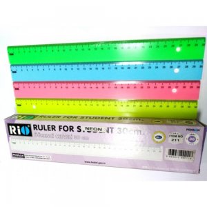 Liniar Rio Neon, 30 cm, Plastic, Transparent, Liniar Matematica, Liniar 30 cm, Liniar din Plastic, Liniar Transparent, Rigla Transparenta, Rigla Plastic, Rigla Matematica, Rigla 30 cm, Linie 30 cm, Liniare Plastic, Linii Plastic