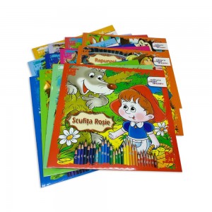 Set 12 Carti de Colorat cu Povesti Diferite pe Limba Romana, 24 Pagini/Carte, 225x240 mm, Povesti Clasice
