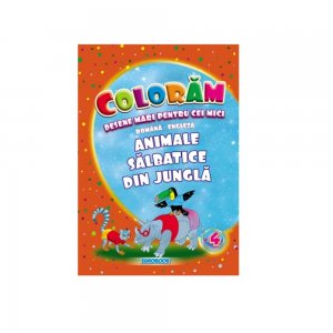 Desene Mari pentru Cei Mici, Animale Salbatice din Jungla, Carte de Colorat B5