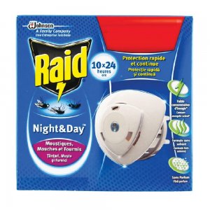 Aparat Electric Raid Night & Day cu Lichid, Impotriva Zburatoarelor si Taratoarelor, Insecticid Raid Noapte si Zi, Aparat Electric Raid Impotriva Mustelor Tantarilor si Furnicilor, Aparat Electric Raid Anti Muste Tantari si Furnici