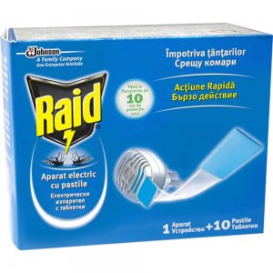 Aparat Electric Raid cu Pastile Impotriva Tantarilor, 10 Pastile, Set Aparat Electric si Rezerve, Aparat Impotriva Tantarilor cu Pastile, Aparat Electric Anti Tantari cu Pastile, Aparate Raid Impotriva Tantarilor