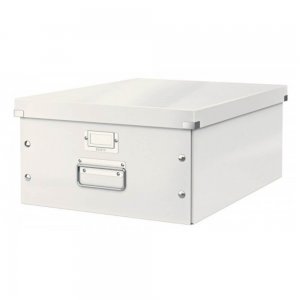 Cutie Depozitare Mare din Carton Solid Laminat Leitz Click and Store, 369x200x482, Alb, Cutie Carton Clasica, Cutie Depozitare Alba, Cutie Mare pentru Obiecte, Cutie Mare Simpla, Cutie Rezistenta