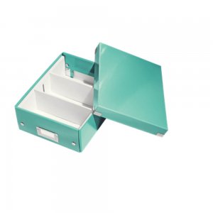 Cutie Organizer Medie din Carton Solid Laminat Leitz Click and Store, 280x100x370mm, Turcoaz, Cutie Carton Colorata, Cutie Depozitare Turcoaz, Cutie Mica pentru Obiecte, Cutie Mica Simpla, Cutie Rezistenta