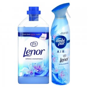 Pachet Balsam de Rufe Lenor Spring Awakening 1.8 L si Odorizant Ambi Pur, 300 ml, Detergent pentru Haine, Balsamuri pentru Rufe, Balsam pentru Ingrijire Haine, Balsamuri pentru Haine, Odorizant Ambi Pur