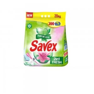 Detergent Pudra pentru Rufe SAVEX 2 in 1 Parfum Lock Fresh, 20 kg, Detergent SAVEX, Detergent Pudra, Detergent Pudra Automat, Detergent Automat pentru Haine, Solutii Curatare Haine, Detergent Rufe Automat