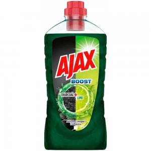 Solutie Suprafete Ajax Boost Charcoal, 1 L, Solutie Curatat Suprafete, Solutie de Curatat cu Carbune Activ si Lamaie Verde, Detergent Lichid Suprafete, Detergent cu Carbune Activ si Lamaie Verde, Solutie Curatat Suprafete cu Carbune Activ