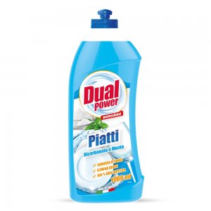 Detergent de Vase Lichid DUAL POWER, 1 L, cu Bicarbonat si Menta, Detergent pentru Vase, Detergent Vase