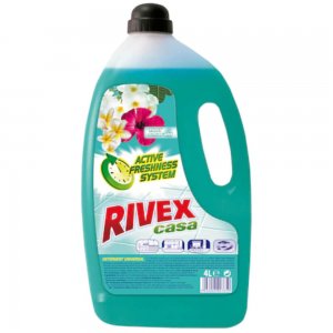 Solutie Universala Suprafete RIVEX Casa, Flori de Smarald, 4 l, Solutie pentru Curatare Suprafete, Solutie pentru Igienizarea Suprafetelor, Solutie de Dezinfectare pentru Multisuprafete, Solutie Multisuprafete cu Parfum Floral, Solutie Universala Curatare