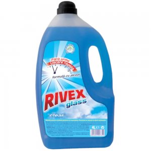 Solutie Rezerva pentru Curatat Geamuri RIVEX Glass Clear, 4 l, Solutie pentru Curatat Geamuri, Solutie pentru Curatat Suprafete din Sticla, Solutii de Curatat Geamuri, Solutie Spray pentru Curatarea Geamului, Solutie de Curatat Geamuri