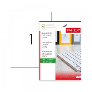 Etichete Autoadezive A4 Tanex, 1/Coala, Colturi Drepte, 100 Coli/Top, 210x297 mm, Etichete Adezive, Etichete A4, Etichete Autoadezive in Coala, Hartie Autocolanta A4, Hartie Autoadeziva, Etichete Drepte Autoadezive, Coli de Etichete Autoadezive