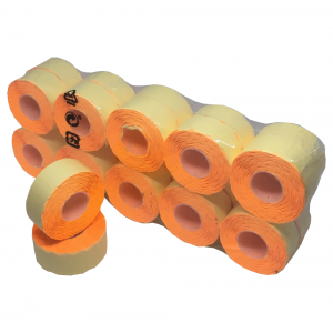 Set 20 Role Etichete Pret ROLLIS Portocalii 26x16 mm, 1000 Etichete/Rola, Etichete pentru Marcatoare de Pret, Etichete Autoadezive Colorate, Etichete Pret, Etichete Autoadezive Pret, Etichete Pret Colturi Rotunjite