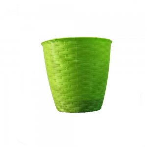 Ghiveci Sterk, Model Ratan, Plastic, 22x21 cm, Separator Inclus, Verde, Ghiveci Model Ratan, Ghiveci Ratan Verde, Ghiveci Ratan Colorat, Ghiveci cu Separator de Apa, Ghiveci de Plastic, Ghiveci pentru Flori, Ghiveci Rotund, Ghiveci Flori