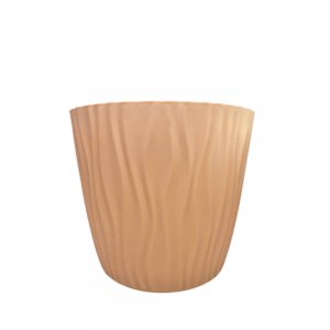 Ghiveci cu Model de Val Sahara, 23x20.5 cm, Portocaliu Pal, Plastic, Separator Inclus, Ghiveci, Ghiveci cu Model, Ghiveci Flori, Ghiveci Pentru Flori, Ghiveci Color, Ghiveci Interior, Ghiveci Plastic, Ghiveci Cu Model de Val, Ghiveci Interior Flori