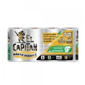 10 Role Hartie Igienica El Capitan, 2 Straturi, 130 File/Rola, Hartie Igienica Fara Parfum, Hartie Igienica Neparfumata, Hartie Igienica la Bax, Hartie Igienica Alba, Hartie Igienica El Capitan, Hartie Igienica la Bax, Hartie Igienica