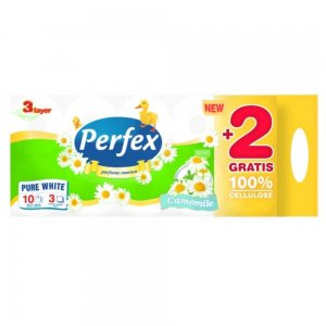 Hartie Igienica PERFEX, 3 Straturi, 10 Role/Bax, 120 File/Rola, Hartie cu Parfum de Musetel, Hartie Igienica Parfumata, Hartie Igienica la Bax, Hartie Igienica Alba, Hartie Igienica Perfex