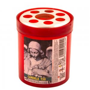 Candela Parafina cu Capac, Timp Ardere 30 h, 85x65 mm, Culoare Rosie, Lumanare Candela, Lumanari si Candele Tip 20, Candele din Parafina, Candele pentru Exterior, Candele pentru Sarbatori, Candele cu Capac, Candela cu Capac Metalic