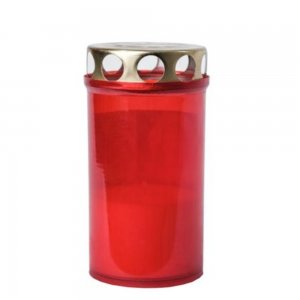 Candela Parafina cu Capac OTI, Timp Ardere 10 h, Rosie, Lumanare Candela, Lumanari si Candele, Candele din Parafina, Candele pentru Exterior, Candele pentru Sarbatori, Candele cu Capac, Candela cu Capac Metalic