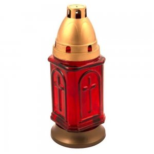 Candela Sticla cu Capac, Timp Ardere 36 h, 115x59 mm, Tip Felinar, Culoare Rosie, Lumanare Candela 36 h, Lumanari si Candele, Candele din Parafina, Candele pentru Exterior, Candele pentru Sarbatori, Candele cu Capac, Candela cu Capac Metalic