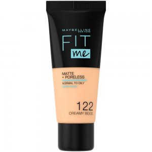 Fond de Ten 122 Creamy Beige Maybelline New York Fit Me Matte & Poreless, 30 ml, Fond de Ten Maybelline, Fond de Ten Deschis, Fond de Ten cu Argila, Fond de Ten Mat, Fond de Ten Cald, Fond de Ten Matifiant, Fond de Ten pentru Tenul Gras