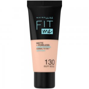 Fond de Ten 130 Buff Beige Maybelline New York Fit Me Matte & Poreless, 30 ml, Fond de Ten Maybelline, Fond de Ten Deschis, Fond de Ten cu Argila, Fond de Ten Mat, Fond de Ten Cald, Fond de Ten Matifiant, Fond de Ten pentru Tenul Gras