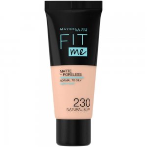 Fond de Ten 230 Natural Buff Maybelline New York Fit Me Matte & Poreless, 30 ml, Fond de Ten Maybelline, Fond de Ten Deschis, Fond de Ten cu Argila, Fond de Ten Mat, Fond de Ten Neutru, Fond de Ten Matifiant, Fond de Ten pentru Tenul Gras