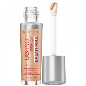Fond de Ten Rimmel Lasting Finish Breathable 25h, 203 True Beige, 30 ml, Fond de Ten cu Acoperire, Fond de Ten cu Acoperire Medie, Fond de Ten Rezistent, Fond de Ten Zilnic, Fond de Ten Rimmel London, Fond de Ten Lasting Finish Radiance