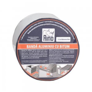 Banda Etansare din Aluminiu cu Bitum RINO, 1.1x150mm x 10m, Banda Etansare Aluminiu cu Bitum, Banda din Aluminiu pentru Etansare, Banda pentru Etansare, Banda din Aluminiu cu Bitum pentru Etansare