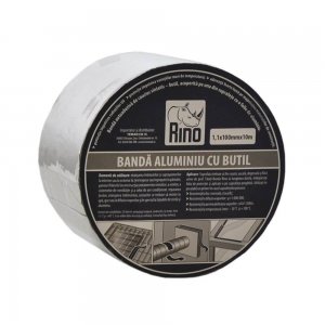 Banda Etansare din Aluminiu cu Butil RINO, 1.1x100mm x 10m, Banda Etansare Aluminiu cu Butil, Banda din Aluminiu pentru Etansare, Banda pentru Etansare, Banda din Aluminiu cu Butil pentru Etansare