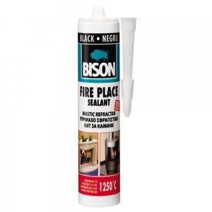 Etanseizant Termorezistent Bison 1000 Cement, 530 g, Negru, Mastic Etansare pe Baza de Sticla Solubila, pentru Metal, Caramida, Beton, Adeziv Rezistent la Temperaturi Ridicate, Adeziv Silicon Rezistent la Foc