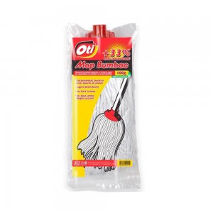 Rezerva pentru Mop din Bumbac OTI, Culoare Alb/Rosu, Greutate 100 g, Rezerve Mop, Rezerve Clasice pentru Mop, Rezerve de Bumbac pentru Mop, Rezerva pentru Mop Standard, Accesorii Curatenie, Accesorii Menaj