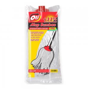 Rezerva pentru Mop din Bumbac OTI, Culoare Alb/Rosu, Greutate 200 g, Rezerve Mop, Rezerve Clasice pentru Mop, Rezerve de Bumbac pentru Mop, Rezerva pentru Mop Standard, Accesorii Curatenie, Accesorii Menaj