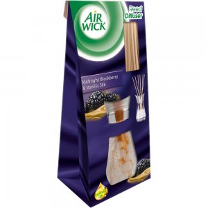 Betisoare Parfumate AIR WICK Reed Diffuser, Midnight & Vanilla, Cantitate 25 ml, Parfum de Vanilie si Mure, Odorizant pentru Camera Parfumat, Betisoare Odorizante AIR WICK, Betisore Parfumate Vanilie si Mure, Odorizant Betisoare de Camera Parfumate