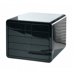 Organizator de Birou cu 5 Sertare, 295x247x355 mm, Plastic Lucios, Negru, Suport pentru Documente, Accesorii Birou