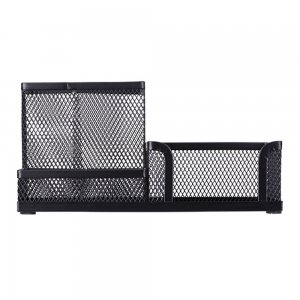 Suport Birou Deli, 3 Compartimente, Plasa Metalica, Negru, Suport Birou cu Trei Compartimente, Suport Birou cu 3 Compartimente, Suport Birou din Plasa Metalica, Suport Birou Negru, Suport Accesorii Birou, Suport Pixuri, Suport pentru Pixuri si Creioane
