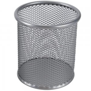 Suport Birou Cilindric ECADA, 9x10 cm, Plasa Metalica, Argintiu, Suport pentru Pixuri, Suport pentru Pensule, Suport pentru Creioane, Suport pentru Markere, Suport Pixuri Birou, Organizator Pixuri, Suport Instrumente de Scris Birou