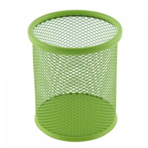 Suport Birou Cilindric Ecada, 9x10 cm, Verde, Plasa Metalica, Suport pentru Pixuri, Suport pentru Pensule, Suport pentru Creioane, Suport pentru Markere, Suport Pixuri Birou, Organizator Pixuri, Suport Instrumente de Scris Birou