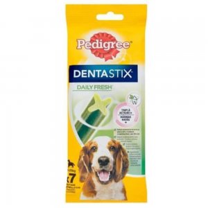 Sticks pentru Caini de Talie Medie, Pedigree, DentaStix Daily Fresh, 180 g, 7 buc, DentaStix pentru Caini Talie Medie, Pedigree DentaStix Gustare, Sticks Pedigree Caini, Recompense Pedigree Caini