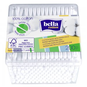 Set 200 Betisoare de Urechi Bella, Bumbac, Cutie Dreptunghiulara Set 200 Betisoare de Urechi Bella, Bumbac, Cutie Dreptunghiulara